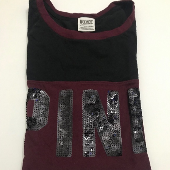 Pink Victoria’s Secrets Women’s Tee/Top Size XS Red Wine /Black Color - Picture 12 of 13